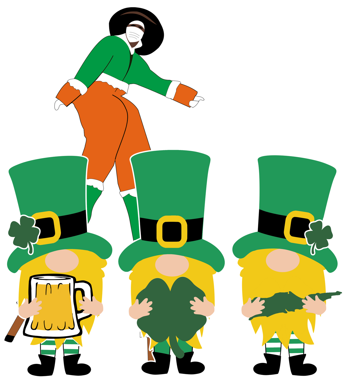 3 Gnomes and Moko Jumbie - St Patricks Day - 3 Gnomes and Moko Jumbie - St Patricks Day -