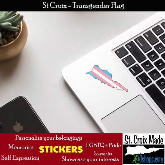St. Croix United States Virgin Islands STX VI USVI - Transgender Flag - 3 or 5 inch Die Cut Vinyl Sticker