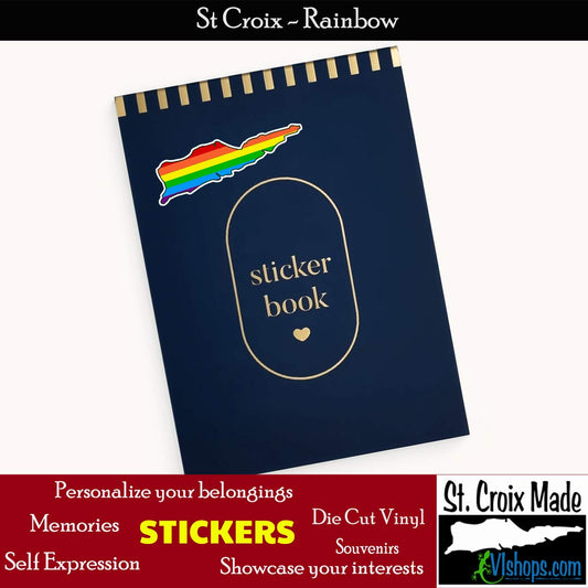 St. Croix United States Virgin Islands STX VI USVI - Rainbow - 3 or 5 inch Die Cut Vinyl Sticker