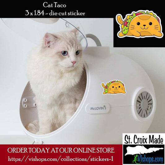 Cat Taco - 3 x 1.84  Die Cut Sticker