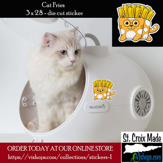 Cat Fries - 3 x 2.8 Die Cut Sticker