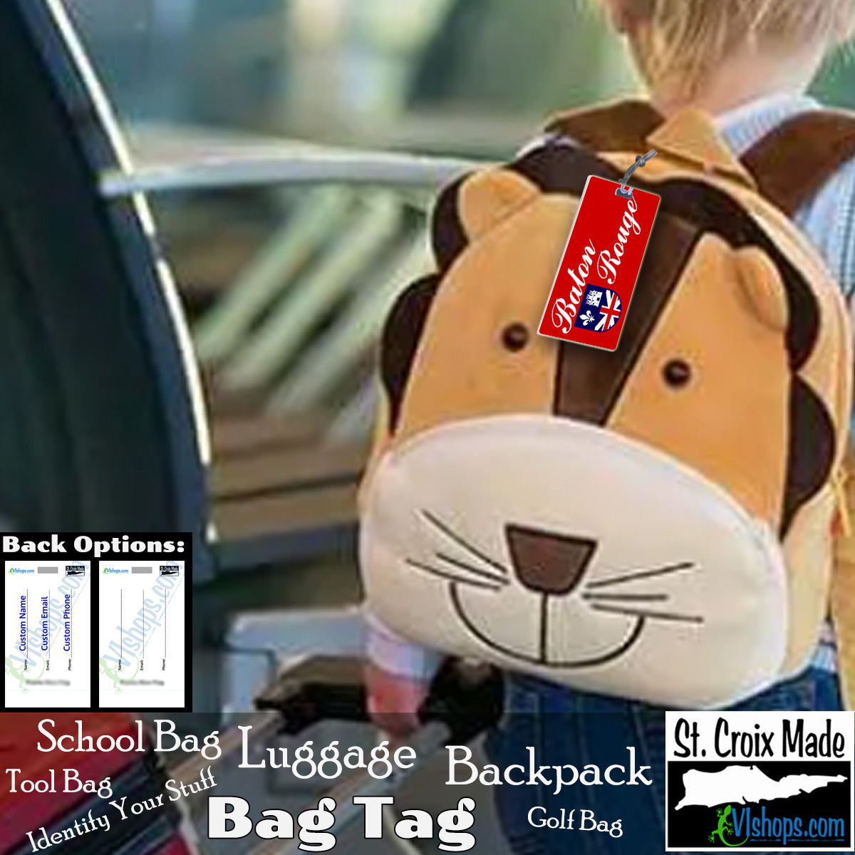Cities - Baton Rouge - Louisiana - Flags of Cities of the World - Bag Tag