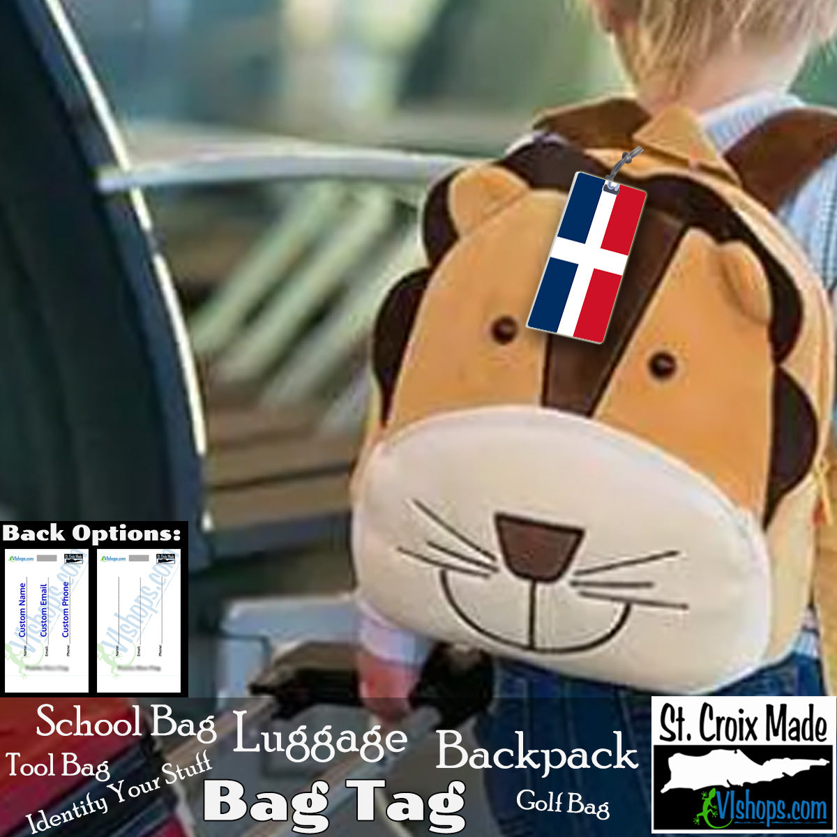 Dominican Republic The First Republic Flag - 1844 to 1861 - Flags of the World - Bag Tag