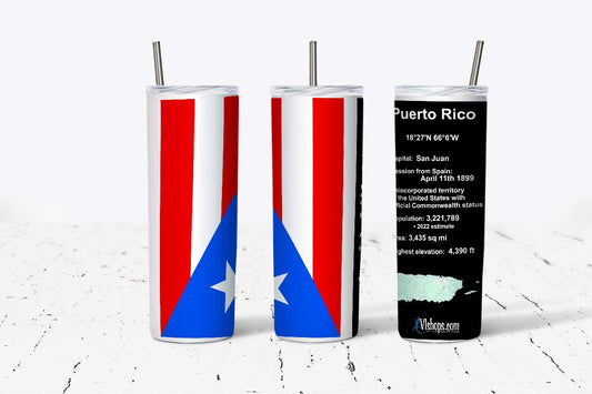 Puerto Rico Flag - 20oz Skinny Tumbler