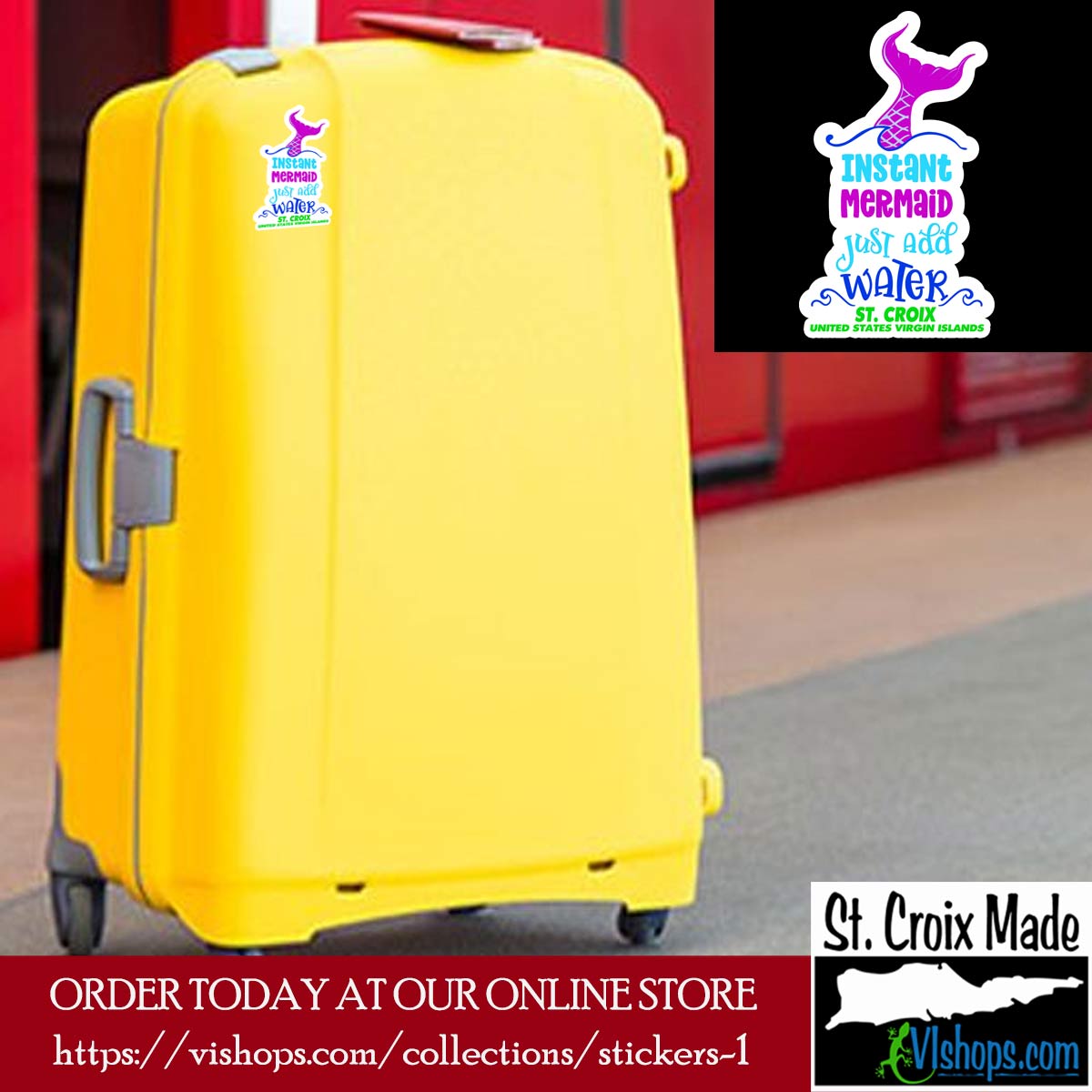 Instant mermaid just add water - 2.4 x 4  Die Cut Sticker