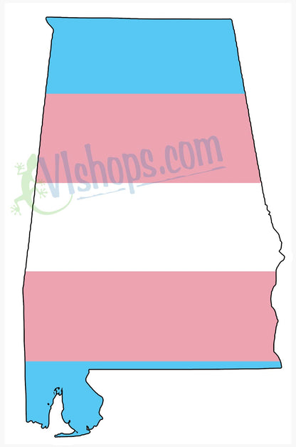 Alabama United States - Transgender Flag - 3 or 5 inch Die Cut Vinyl Sticker