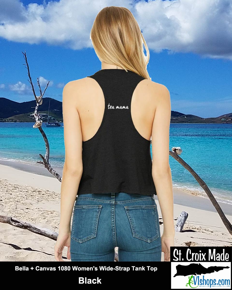 tea mama lady design - Bella + Canvas 6682 Women's Racerback Cropped Tank Top
