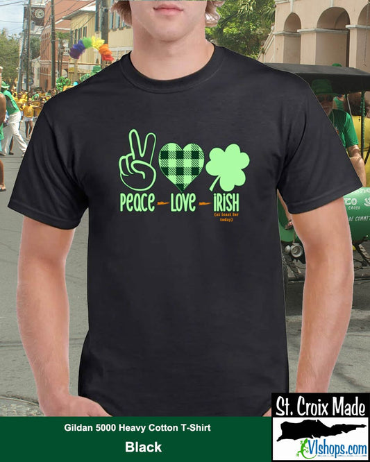 Peace Love Irish - St Patrick's Day - Gildan 5000 Heavy Cotton T-Shirt