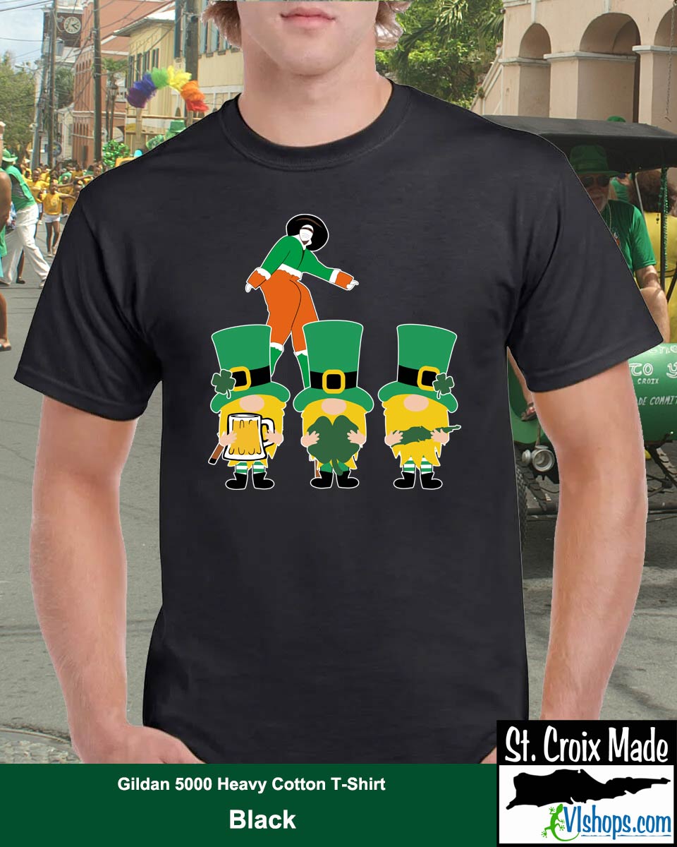 3 Gnomes and Moko Jumbie - St Patricks Day - Gildan 5000 Heavy Cotton T-Shirt