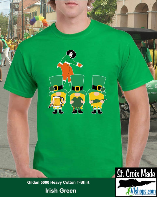 3 Gnomes and Moko Jumbie - St Patricks Day - Gildan 5000 Heavy Cotton T-Shirt
