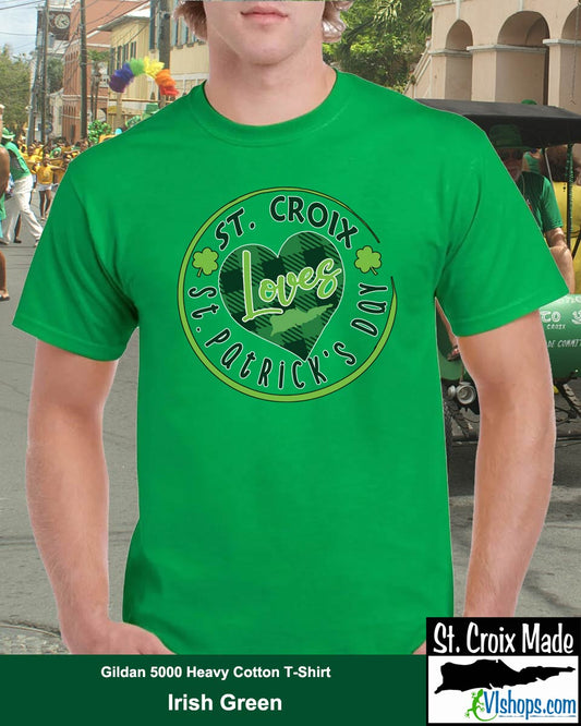 St. Croix Loves St. Patrick's Day - St Patricks Day - Gildan 5000 Heavy Cotton T-Shirt
