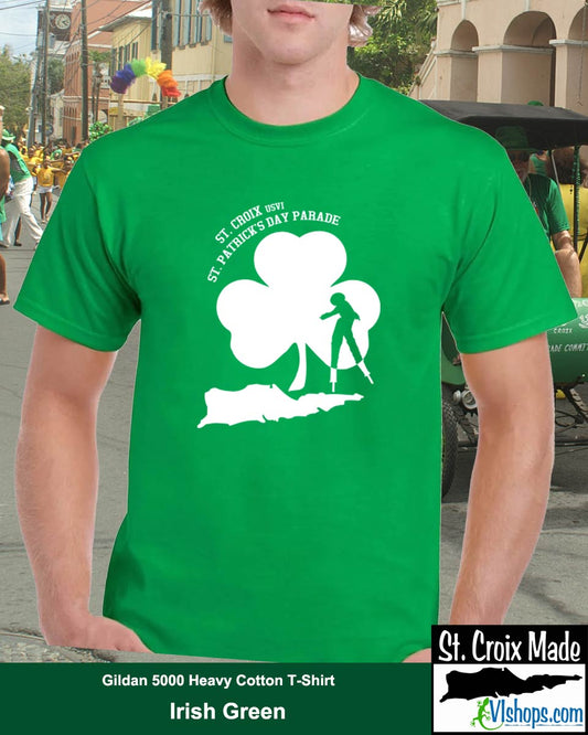 Moko Jumbie Shamrock - St Patricks Day - Gildan 5000 Heavy Cotton T-Shirt