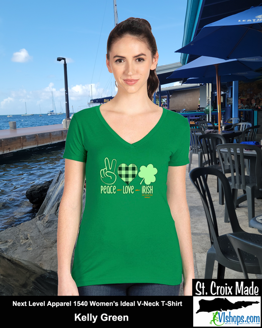 Peace Love Irish - St Patrick's Day - Next Level Apparel 1540 Women's Ideal V-Neck T-Shirt