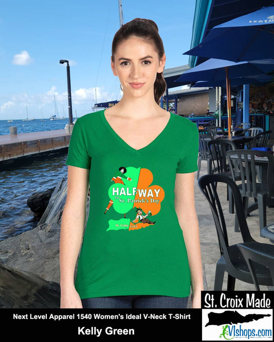 HalfWay to St. Patrick's Day - Next Level Apparel 1540 Women's Ideal V-Neck T-Shirt