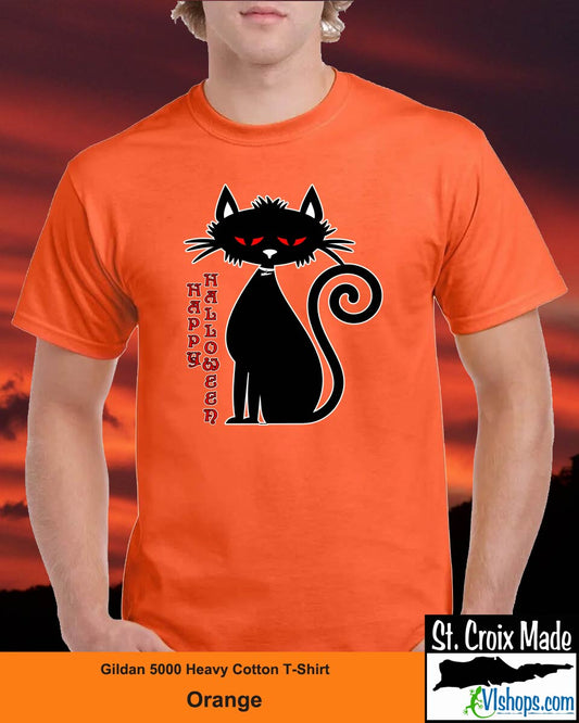 Black Cat - Halloween - Gildan 5000 Heavy Cotton T-Shirt