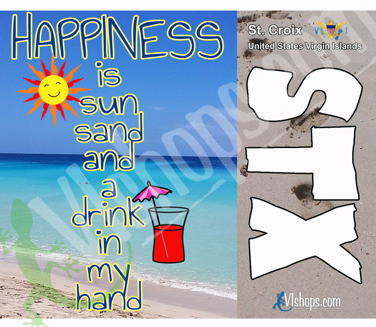 Happiness is Sun Sand Drink - 20oz Skinny Tumbler