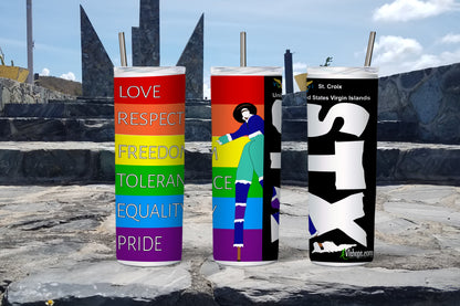 St. Croix LGBTQ Love Respect Freedom Tolerance Equality Pride - 20oz Skinny Tumbler