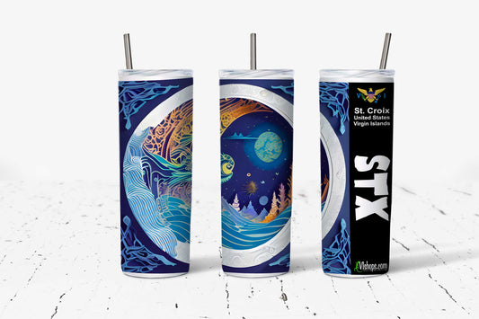 Fish in the sky - Papercut Art - 20oz Skinny Tumbler