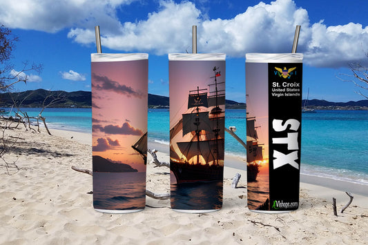 Pirate Ship at Sunset - 20oz Skinny Tumbler