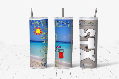 Happiness is Sun Sand Drink - 20oz Skinny Tumbler