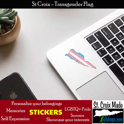 St. Croix United States Virgin Islands STX VI USVI - Transgender Flag - 3 or 5 inch Die Cut Vinyl Sticker