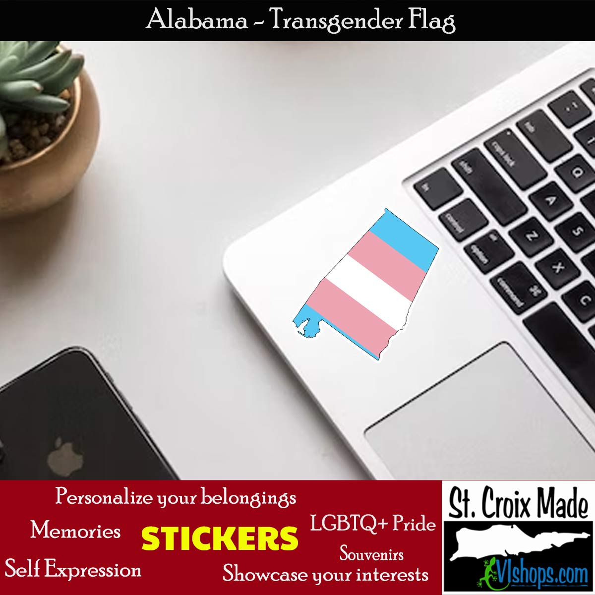Alabama United States - Transgender Flag - 3 or 5 inch Die Cut Vinyl S ...