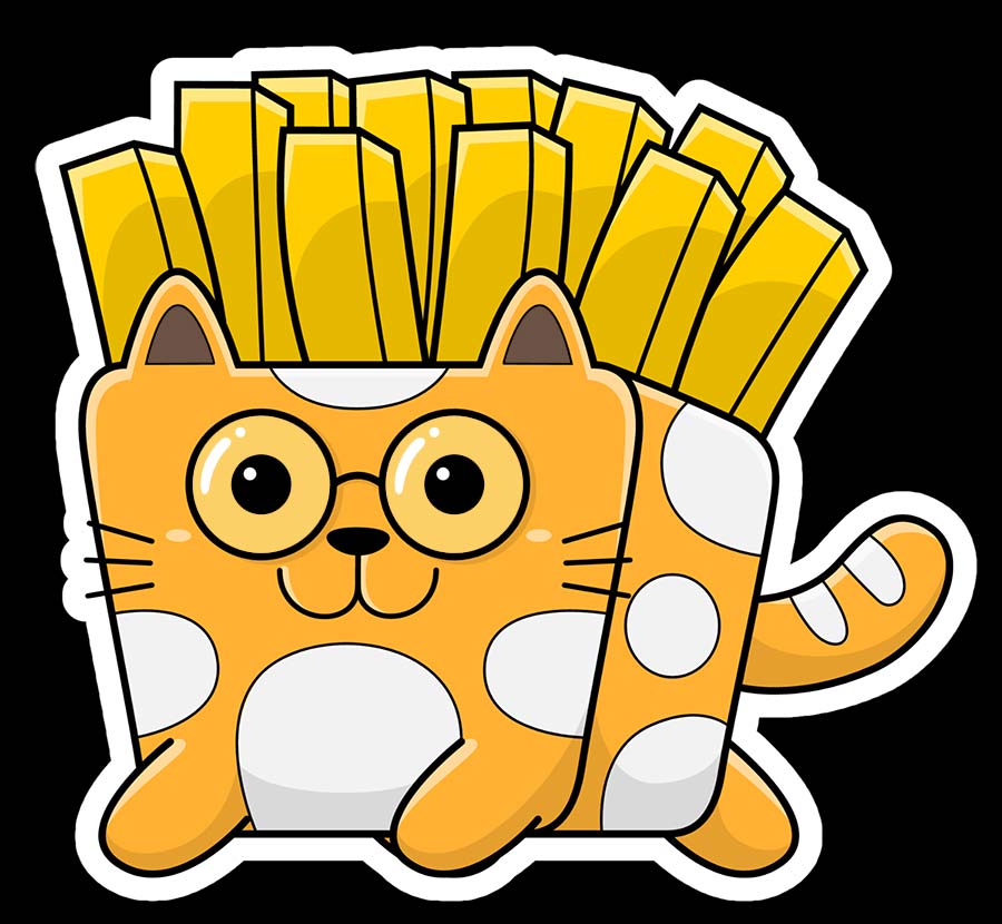 Cat Fries - 3 x 2.8 Die Cut Sticker