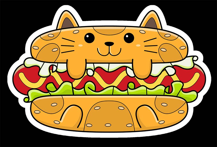 Cat Hotdog - 3 x 1.8 Die Cut Sticker