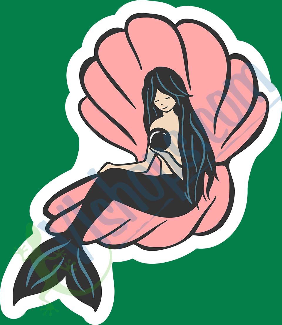 Mermaid in Shell - 3.2 x 3.7  Die Cut Sticker