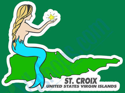 Mermaid on St Croix - 3.5 x 2.6 Die Cut Sticker