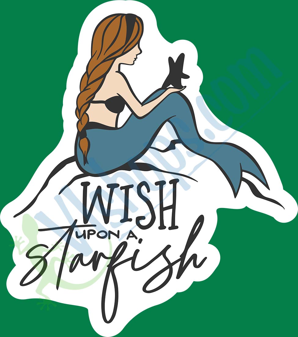 Wish upon a starfish - 3.25 x 3.7 Die Cut Sticker