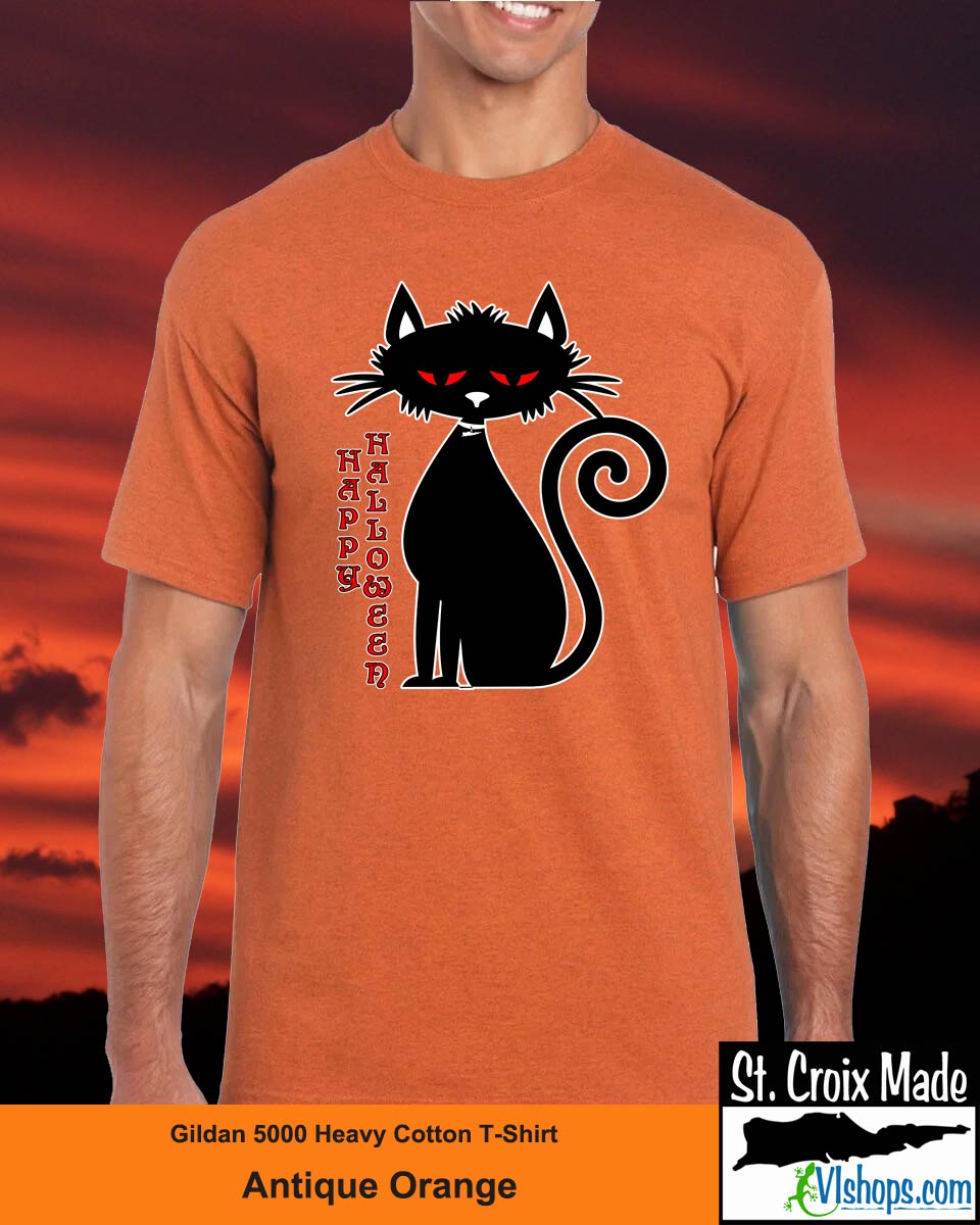 Black Cat - Halloween - Gildan 5000 Heavy Cotton T-Shirt