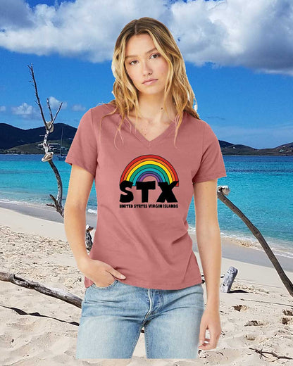 Rainbow STX - Bella Canvas 6405 Women's 4.2 oz. Missy Fit V-Neck