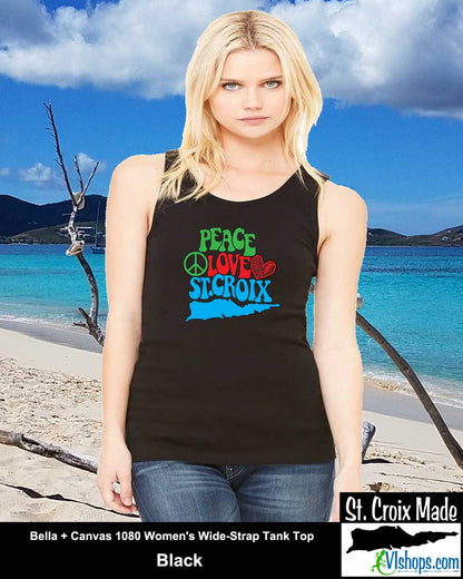 Peace Love St. Croix - Bella Canvas 1080 Women's Wide-Strap Tank Top