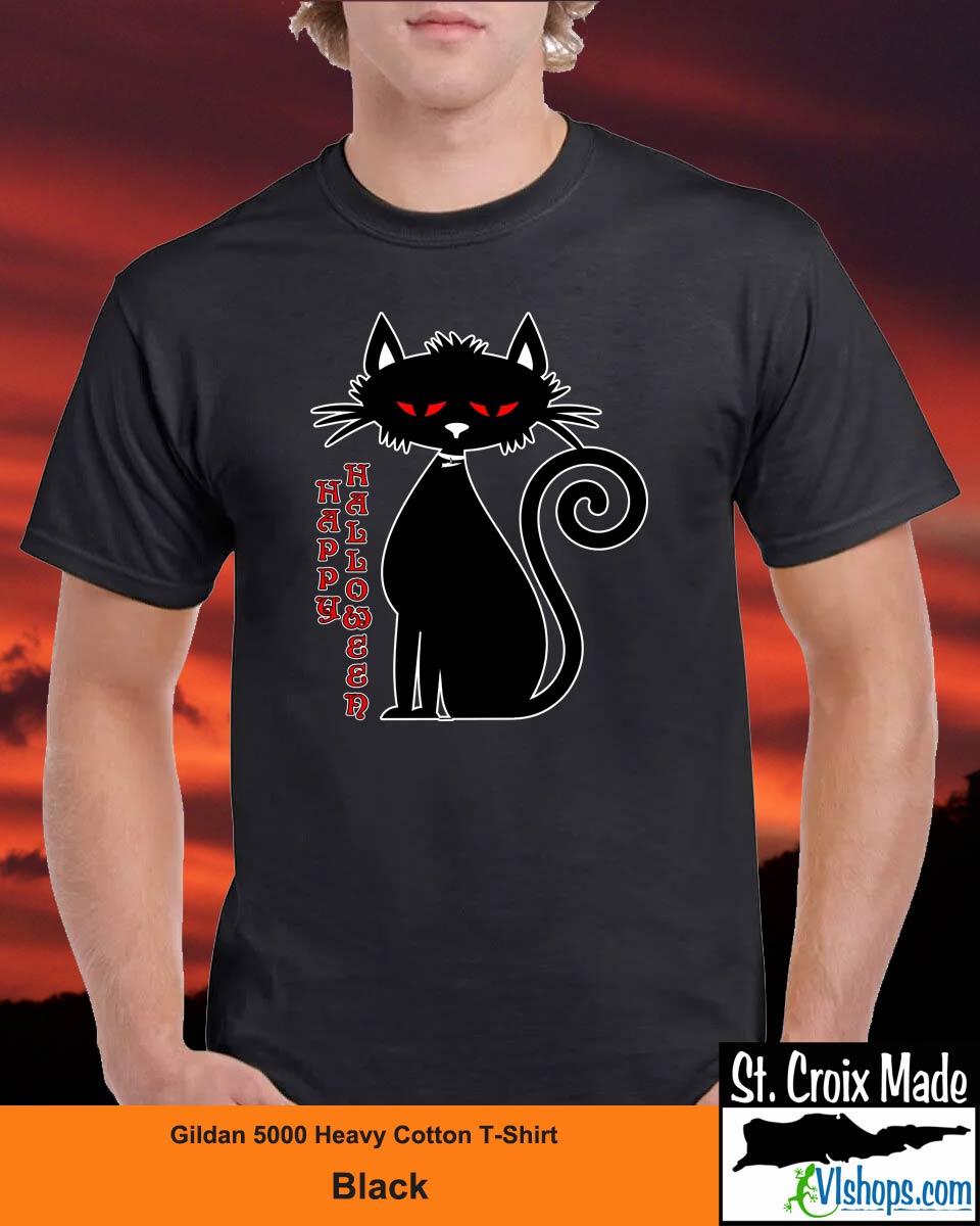 Black Cat - Halloween - Gildan 5000 Heavy Cotton T-Shirt