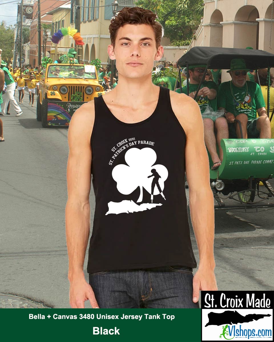 Moko Jumbie Shamrock - St Patricks Day - Bella + Canvas 3480 Unisex Jersey Tank Top