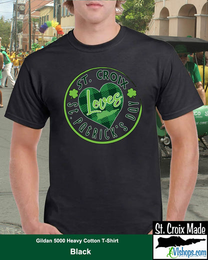 St. Croix Loves St. Patrick's Day - St Patricks Day - Gildan 5000 Heavy Cotton T-Shirt