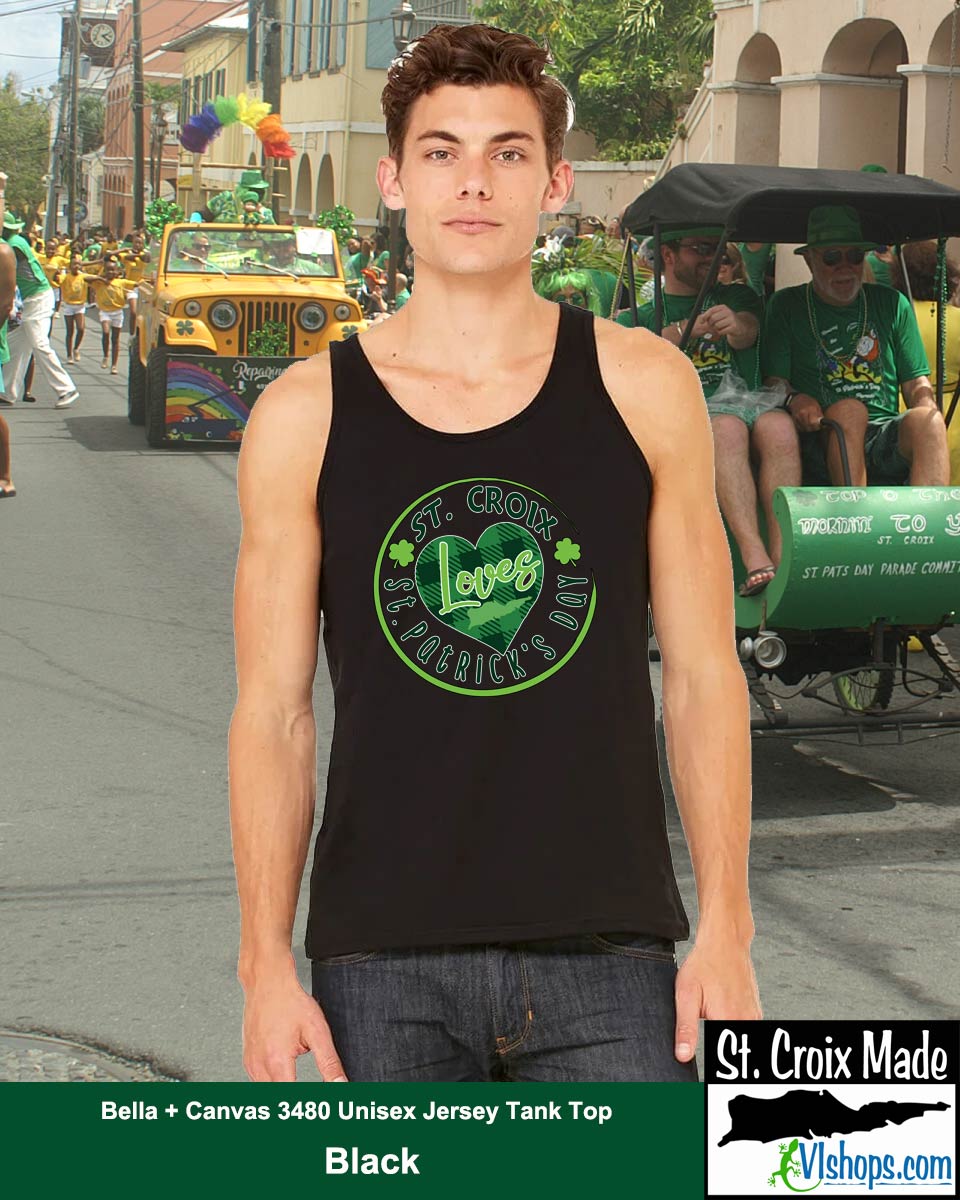 St. Croix Loves St. Patrick's Day - St Patricks Day - Bella + Canvas 3480 Unisex Jersey Tank Top