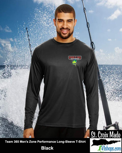 Fishing St. Croix - Front Chest and Full Back - Team 365 TT11L Men's Zone Performance Long Sleeve T-Shirt