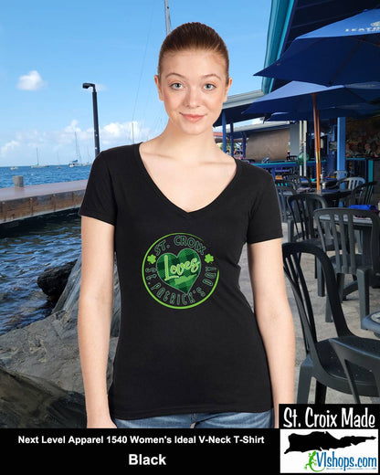 St. Croix Loves St. Patrick's Day - St Patricks Day - Next Level Apparel 1540 Women's Ideal V-Neck T-Shirt