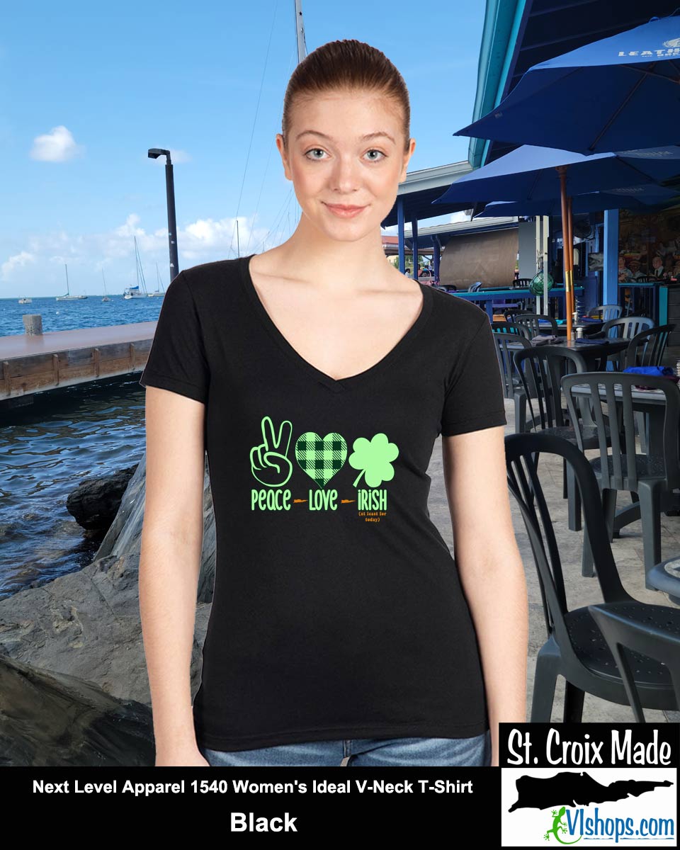 Peace Love Irish - St Patrick's Day - Next Level Apparel 1540 Women's Ideal V-Neck T-Shirt