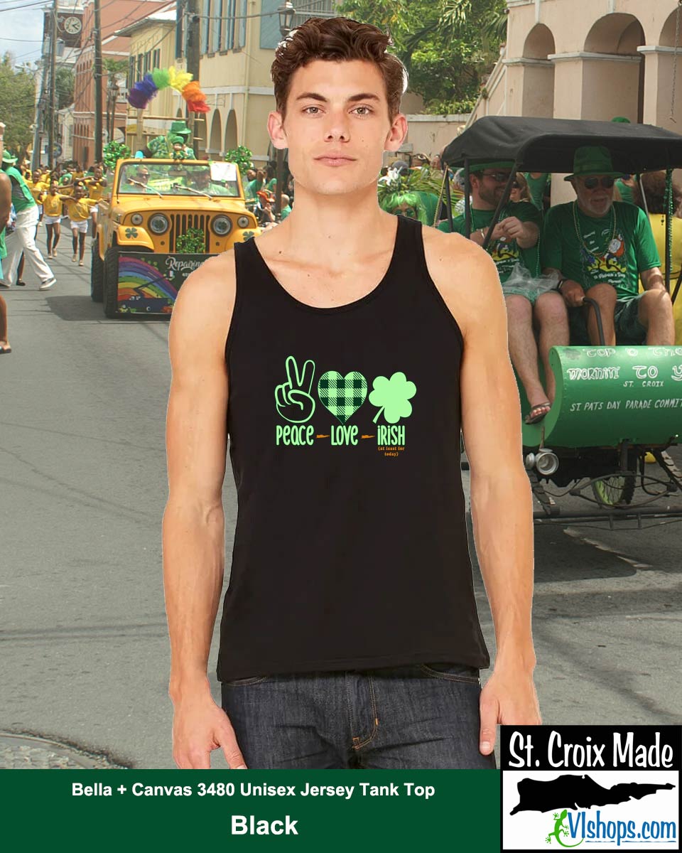 Peace Love Irish - St Patrick's Day - Bella + Canvas 3480 Unisex Jersey Tank Top