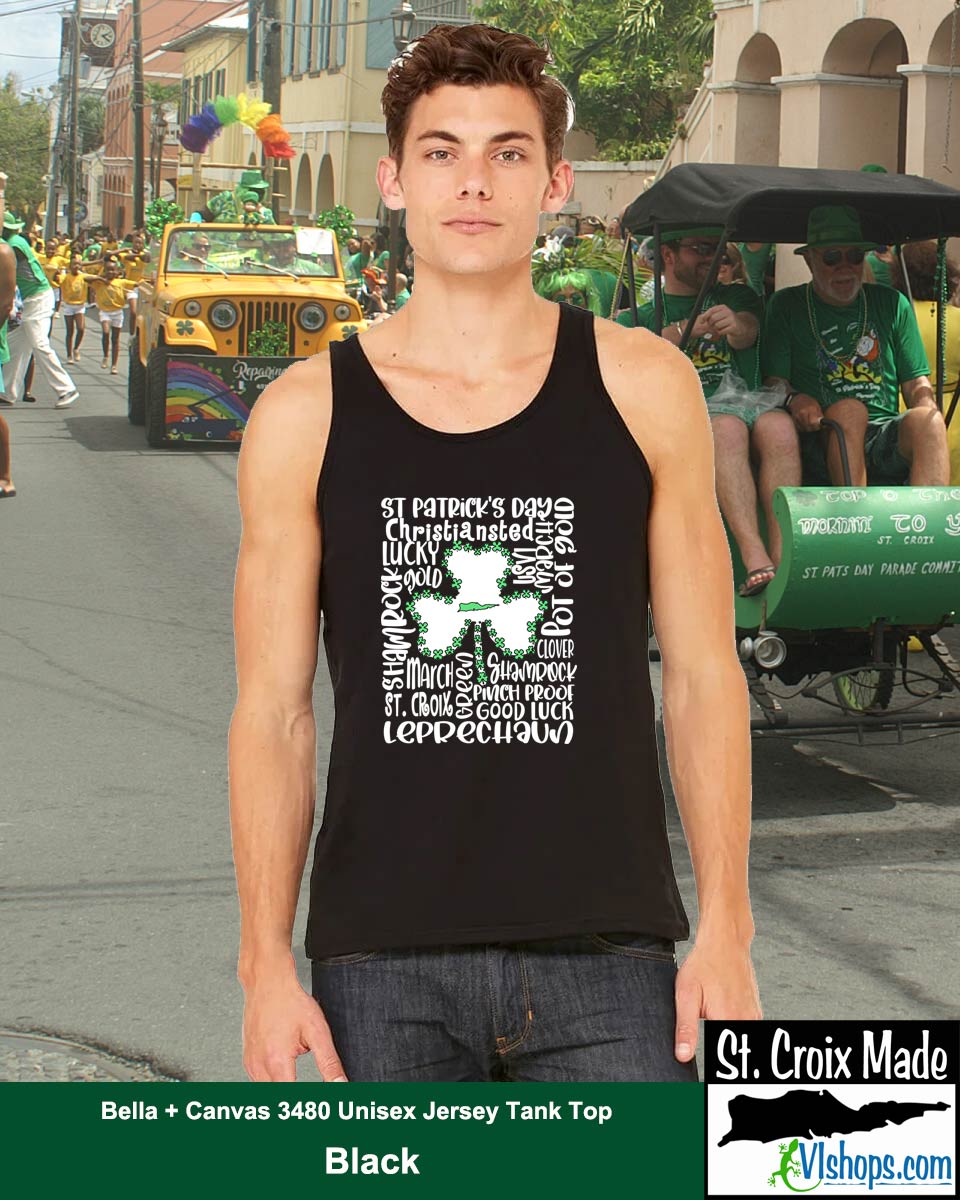 St. Patrick's Day Word Art - St Patrick's Day - Bella + Canvas 3480 Unisex Jersey Tank Top