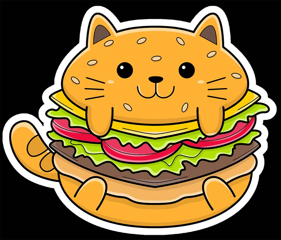 Cat Burger - 3 x 2.6 Die Cut Sticker