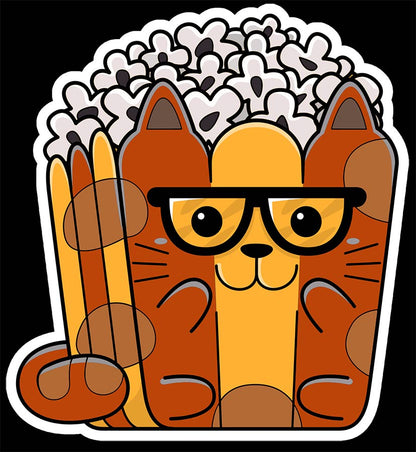 Cat Popcorn - 2.8 x 3 Die Cut Sticker