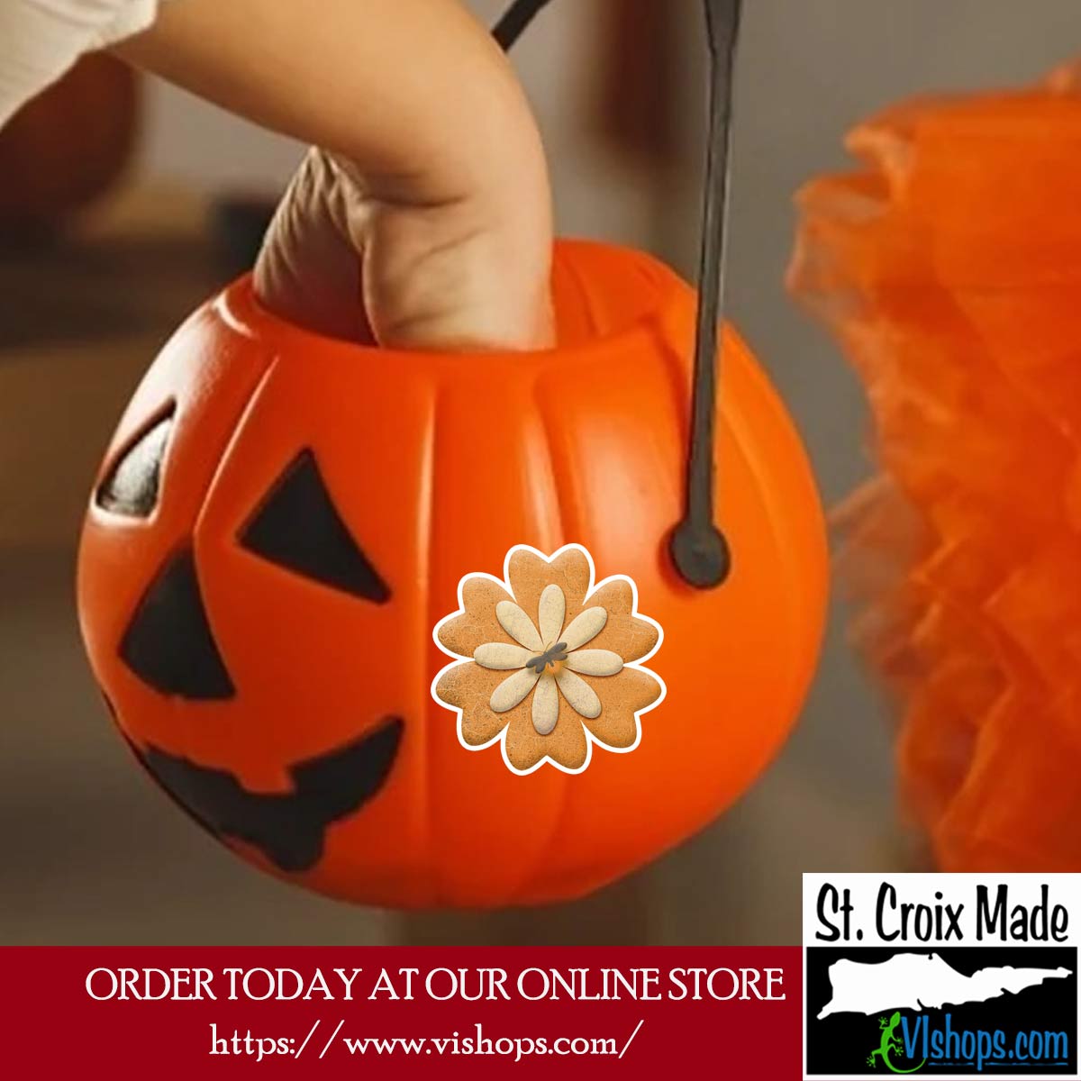 Halloween - Flower with Moth - 3 x 3 Die Cut Sticker