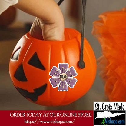 Halloween - Flower with Skull - 3 x 3 Die Cut Sticker