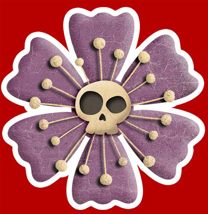 Halloween - Flower with Skull - 3 x 3 Die Cut Sticker