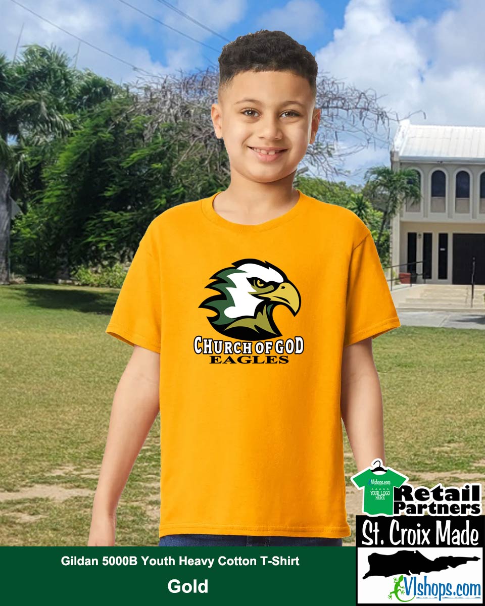 Church of God Eagles - Full Front - Gildan 5000B Youth Heavy Cotton T-Shirt