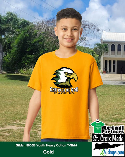 Church of God Eagles - Full Front - Gildan 5000B Youth Heavy Cotton T-Shirt